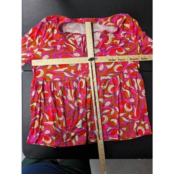 Lascana for Venus Large Printed Bell Sleeve Top Pink Multicolored Women's Medium - Picture 6 of 6
